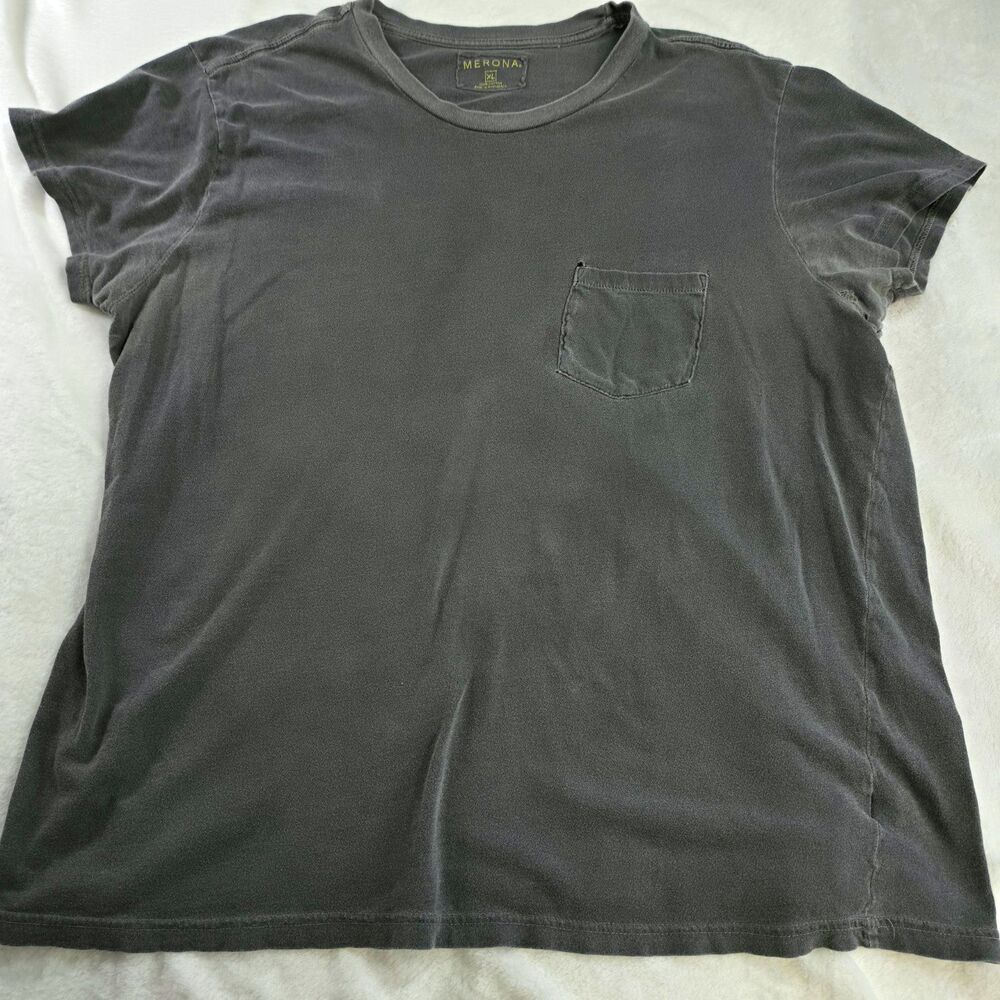 Merona Men’s XL Gray Solid Crew Neck Short Sleeve Cotton Knit Pocket Tee